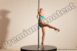 Underwear Gymnastic poses Woman White Moving poses Slim long blond Dynamic poses Academic